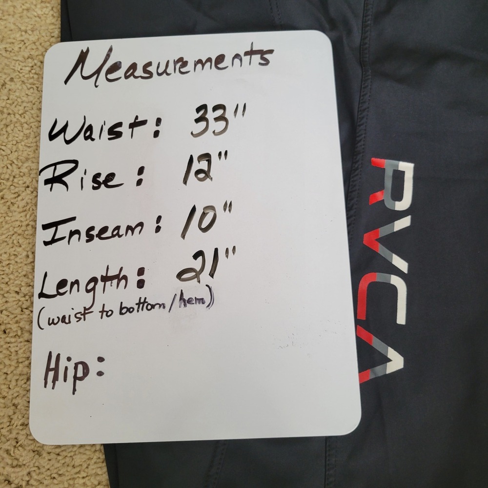 RVCA Western II Board Shorts Mens 33 Black Cargo Pocket Drawstring Swim Trunks - Picture 5 of 6